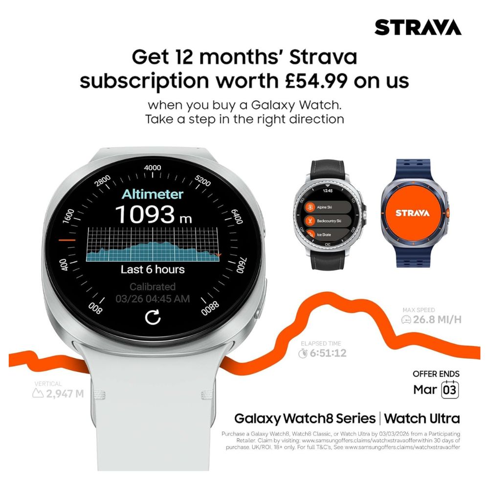 Samsung Galaxy Watch Ultra (2025) 47mm LTE – Titanium Gray, Marine Band, 3 Year Warranty (UK)
