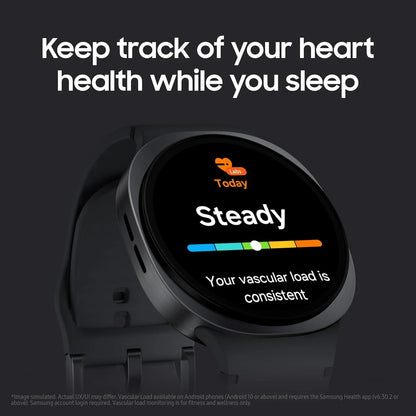 Smartwatch displaying heart health information on a dark background