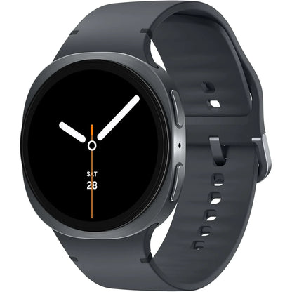 Smartwatch with a black strap on a white background