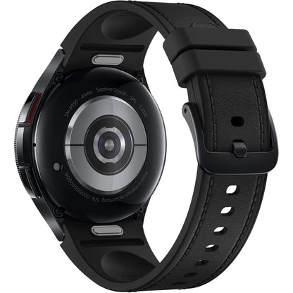 Black smartwatch with a detailed case on a white background