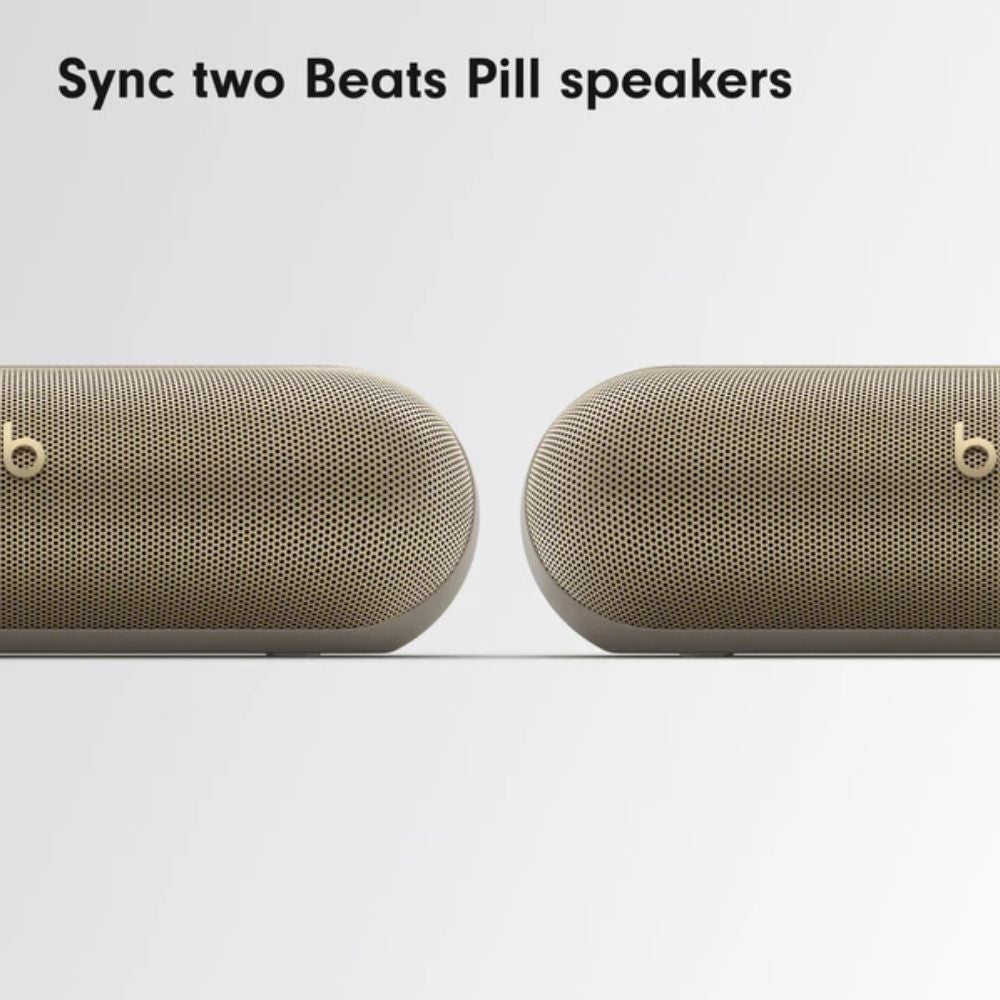 Beats Pill Wireless Bluetooth Speaker – 24H Battery, USB-C, IP67 Water-Resistant, Portable, Champagne Gold