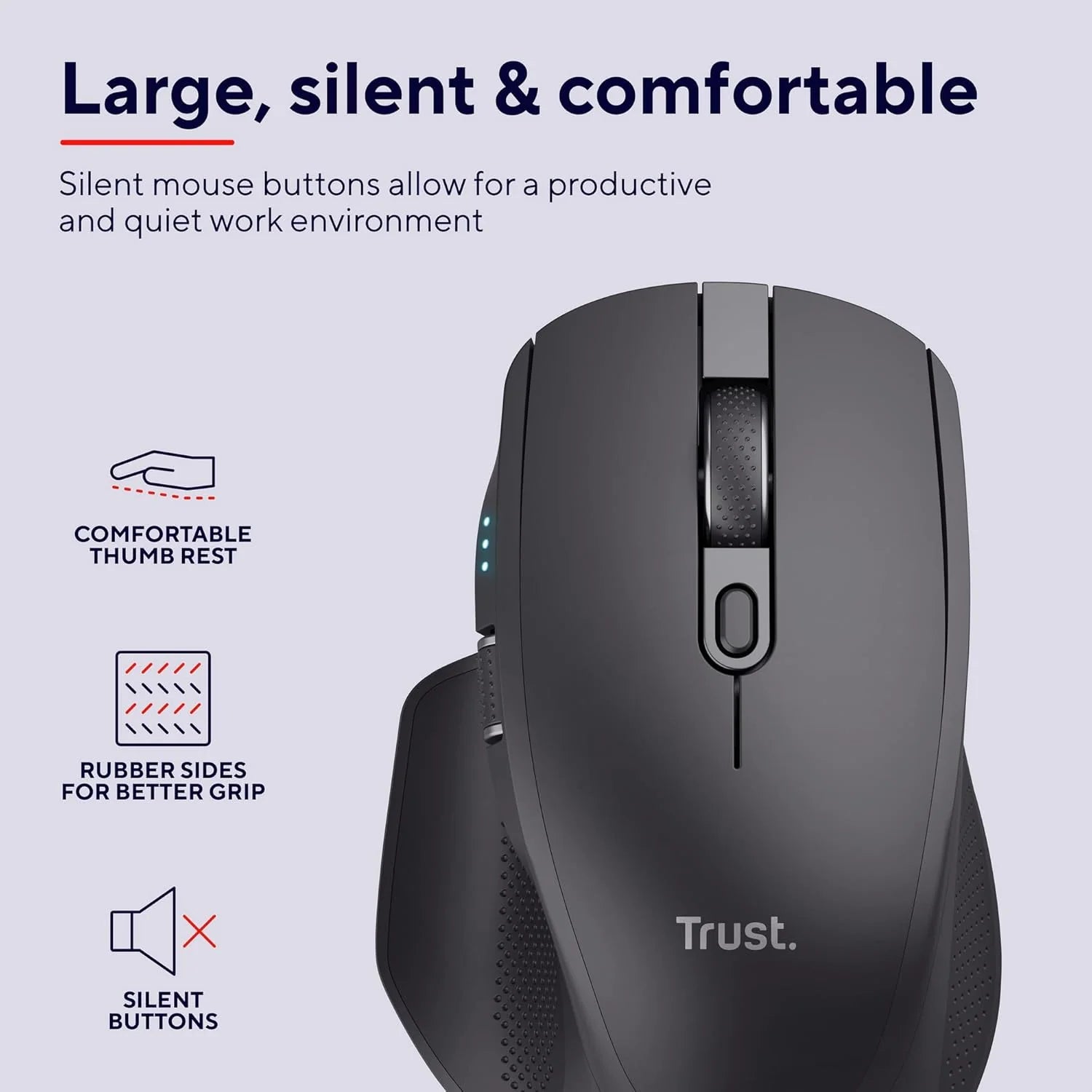 Trust Ozaa Plus wireless mouse comfortable and  as silent buttons